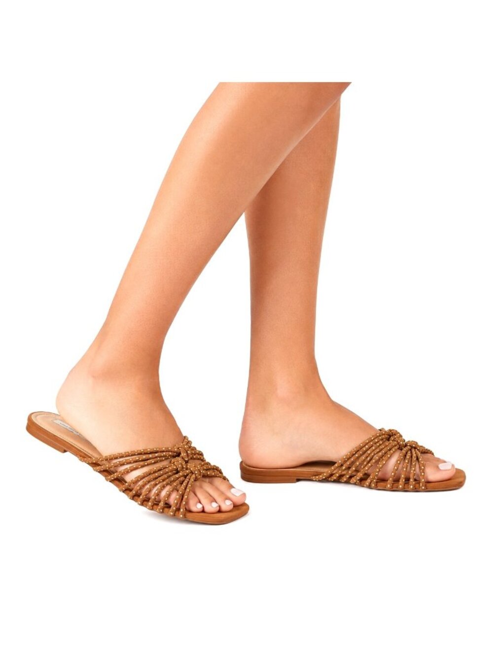 Saks 5th Ave Sandals Womens 11M Camel Suede Stud Open Mule  Ibiza Euro Artsy